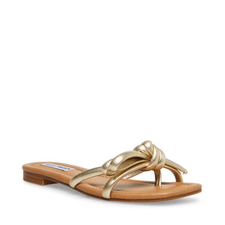 Gold Steve Madden Maura Women's Slides | PH 1925DOZ